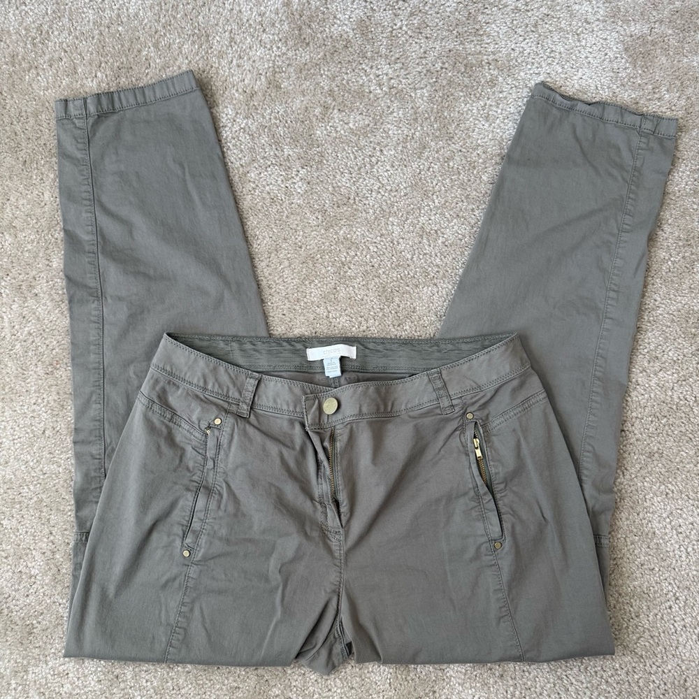 Chico Womens 1 US 8 Army Green Cargo Pants With Gold Accents: Casual Work - Picture 8 of 8